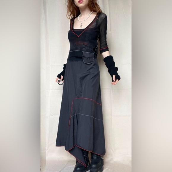 Cop Copine Y2K Cyber Futuristic Parachute Tank Maxi Dress & Mesh Top Set Size S - Picture 8 of 17